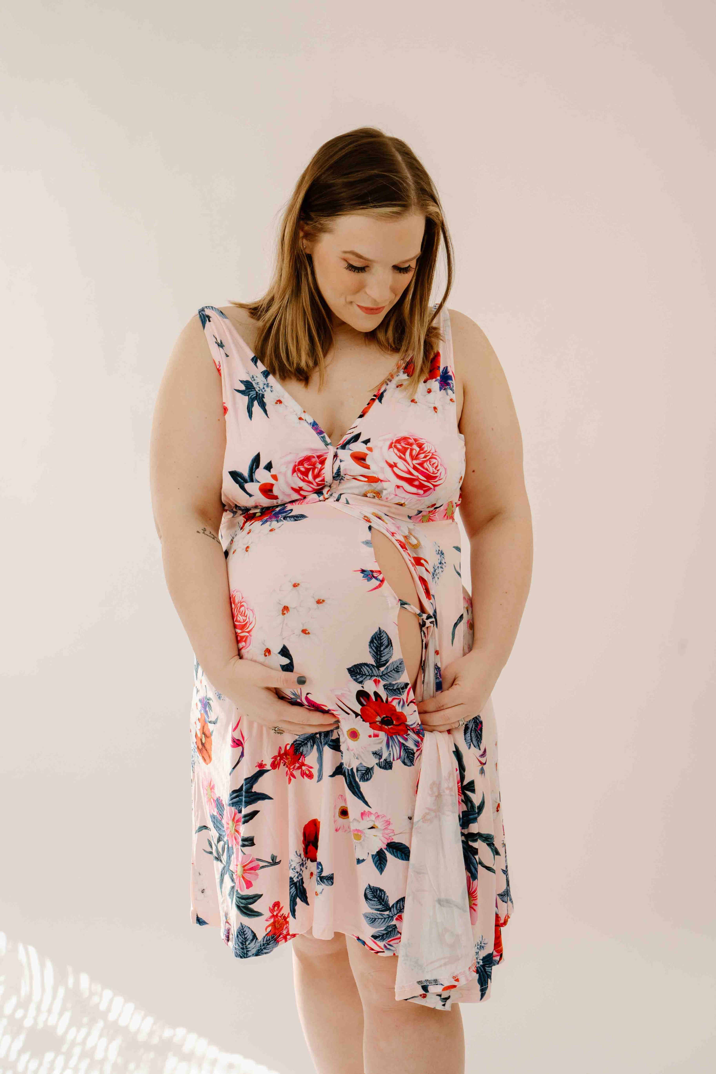 Juliet Labor & Postpartum Gown in Blush Floral